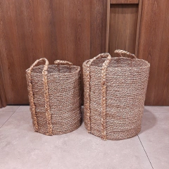 Canasto Manija Banano Trenzada Grande 40x43cm