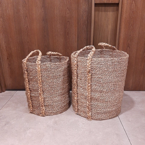 Canasto Manija Banano Trenzada Grande 40x43cm