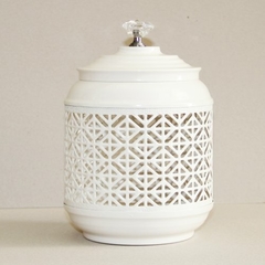 Portavela Fanal Beige calado con tapa 12X20cm