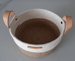 Cesto de Cuerdas combinado redondo color natural 20x12cm - comprar online