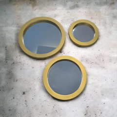 Set X3 Espejos Circulares Dorados Melek 20 25 30Cm - kazaru