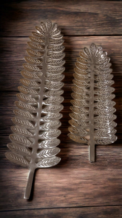 Centro Mesa Bandeja Aluminio Hojas Grande 70Cm - comprar online