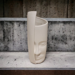 Florero media cara Hiding Faces grande blanco 32cm