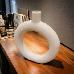 Florero Aro Jeremie ceramica blanco 24cm