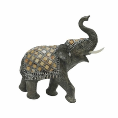 Elefante ceramica gris con manta amarilla 23cm