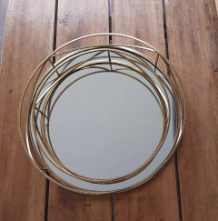 Bandeja espejada redonda dorada chica 30cm - comprar online