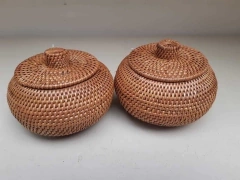Caja redonda con tapa Rattan halus 10cm - comprar online