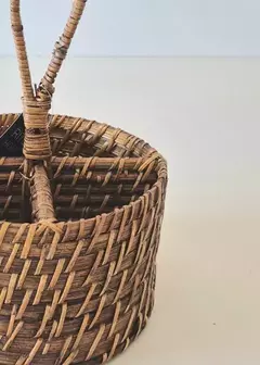 Cubiertero Rattan Round Tostado 26cm porta cubiertos - kazaru