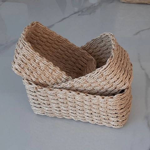 Juego de tres Cestos rectangulares yute