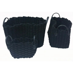 Canasto Cuerdas Tejido Negro Chico 25x15x16