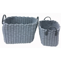 Canasto Cuerdas Tejido Gris Mediano 37x20x27