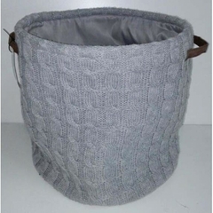 Canasto tejido lana gris 35x34cm
