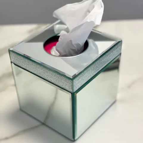 Porta tissue espejado vidrio Elite 15x15x15cm