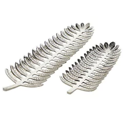 Centro Mesa Bandeja Aluminio Hojas Grande 70Cm - kazaru