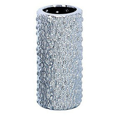 Florero Ceramica Granulado Plata 10X20Cm