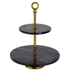 Centro de mesa 2 niveles marmol aluminio - comprar online