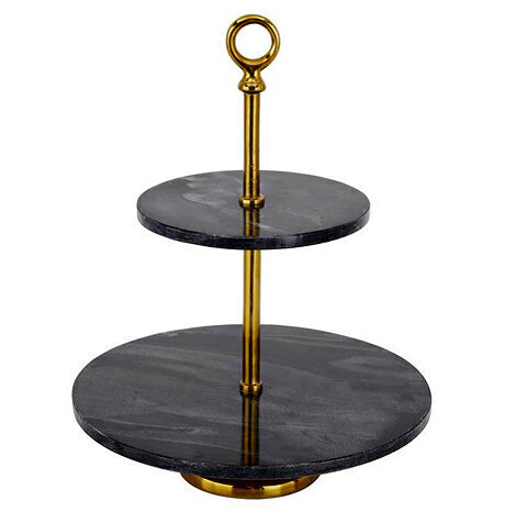 Centro de mesa 2 niveles marmol aluminio - comprar online