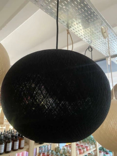 Lampara de hilo yute negra grande 50cm - comprar online