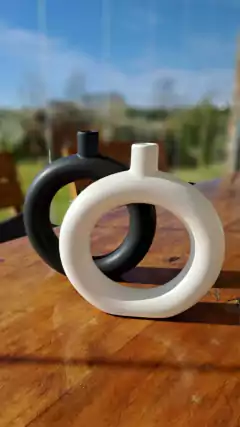 Florero Aro Jeremie ceramica negro 24cm - comprar online