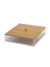 Organizador acrílico con tapa de bambú, ideal para decoración y almacenamiento.
