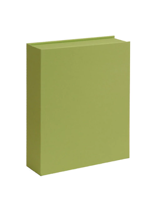Caja tipo libro color verde de 27,5x21,5x5 cm
