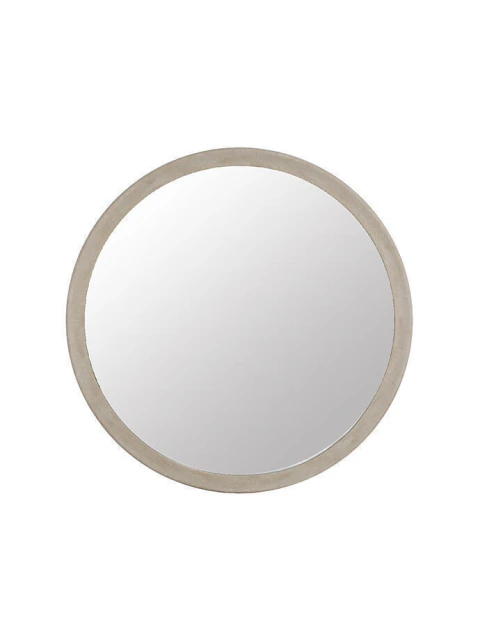 Espejo circular con marco de plástico símil madera color claro de 60 cm de diámetro