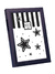 Portarretrato negro con diseño de estrellas en blanco y negro, medida 10x15 cm.