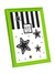Portarretratos juvenil verde con diseño de estrellas y rayas negras.
