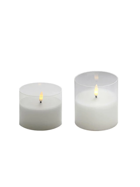 velas LED clasicas con portavela de vidrio