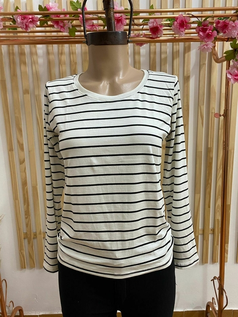 Remera rayada modal viscosa manga larga. Art: 3764 - comprar online