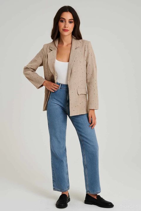 Blazer de brodery con recorte y bolsillos tapita. Art: 9753 - comprar online