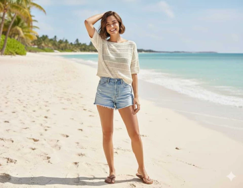 Remera de punto calado manga corta. Art: 3790 - comprar online