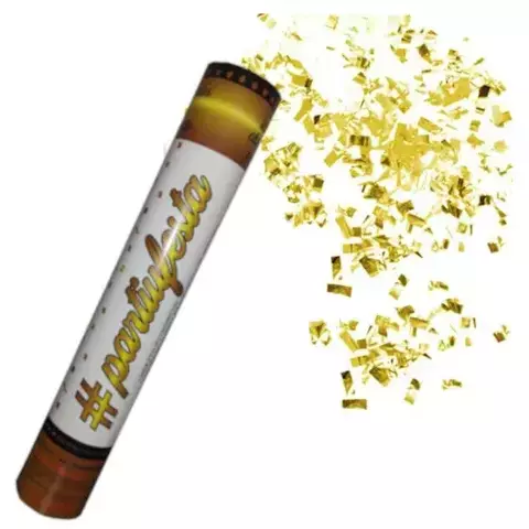 Lança confetes ECO 30cm dourado unid - Grupo Festa