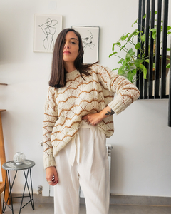 SWETER CALADO CAMEL