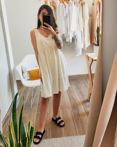 VESTIDO ROMANTIC MANTECA
