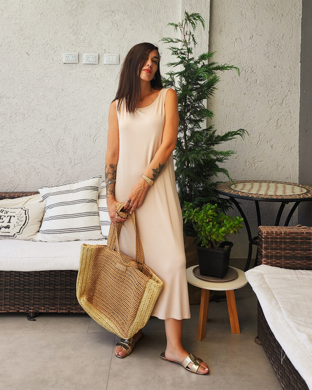 Vestido Basic Recto Beige thumbnail 2
