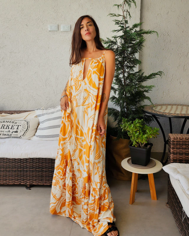Vestido Abertura Camel thumbnail 2