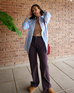 CAMISA RAYAS CELESTE