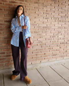 CAMISA RAYAS CELESTE - comprar online