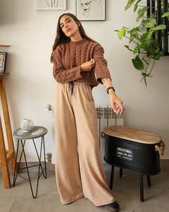 Imagen de PANTS PALAZO BRILLITOS BEIGE