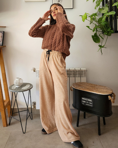 PANTS PALAZO BRILLITOS BEIGE - comprar online