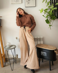 PANTS PALAZO BRILLITOS BEIGE - Go Store
