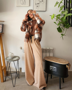 PANTS PALAZO BRILLITOS BEIGE en internet