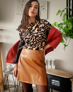 FALDA LEATHER TAJO BROWN - comprar online
