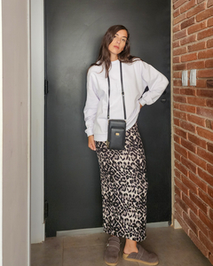 FALDA MIDI PRINT GRIS