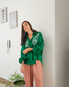 CAMISA BORDADA VERDE - comprar online