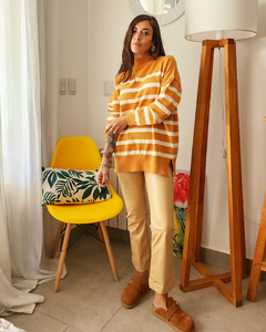 SWETER RAYAS CAMEL - tienda online