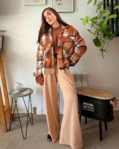 PANTS PALAZO BRILLITOS BEIGE - comprar online