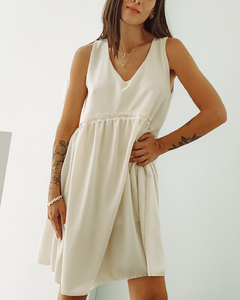 VESTIDO ROMANTIC MANTECA - comprar online