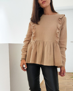BLUSA VOLADOS BEIGE en internet
